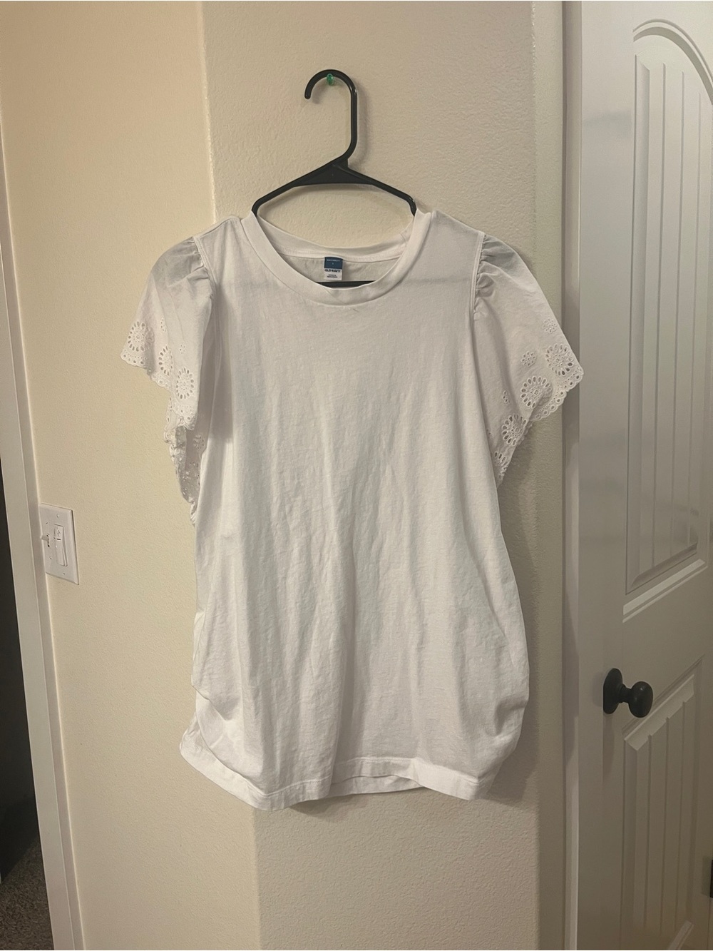Classic White Eyelet Sleeve Maternity Tee